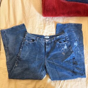Zara Blue Paint Splattered Straight Leg Women's Jeans
